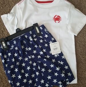 American 4th july stars swim trunks sun shirt